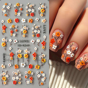 Personnalisé 3D/5D En Relief Fleurs Nail Decal DIY Adhésif Press-on Sticker Style Français <span class=keywords><strong>Manucure</strong></span> Accessoires Produits De Beauté Hot Art - Product Image 3