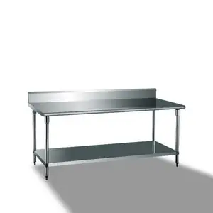 Top vente 201 304 acier inoxydable Restaurant cuisine table de travail banc de Table de travail avec dos
