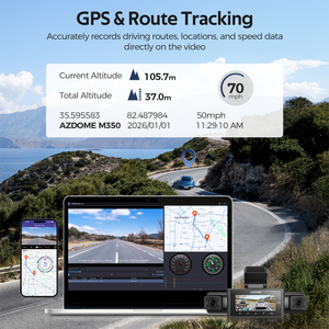 AZDOME M350, la Nueva Cámara para Coche con Apple Find <span class=keywords><strong>My</strong></span>, 4 Canales, 360 Grados, 2k+1080p, 5G Wifi, GPS, con Control por Aplicación - Product Image 6