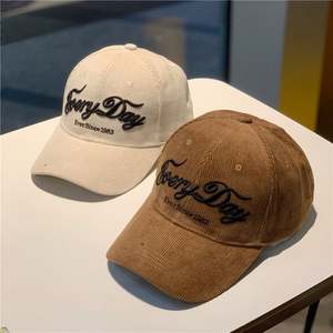 Casquette de baseball d'hiver à 6 panneaux en gros Chapeau de papa en velours côtelé avec logo brodé personnalisé - Product Image 4