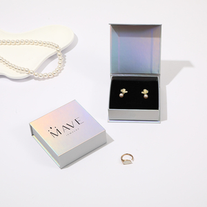 Boîtes à bijoux élégantes <span class=keywords><strong>en</strong></span> carton argenté de qualité supérieure avec fermeture magnétique, emballage <span class=keywords><strong>en</strong></span> forme de coquille pour collier et boucles d'oreilles - Product Image 2