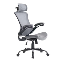 JR RACING JRMC-38 Chaise de bureau exécutive à dossier haut, gris foncé, design ergonomique en maille, appui-tête réglable, contemporaine