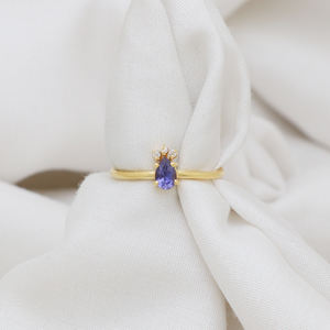 2025 nuevo caliente 925 plata esterlina chapado en oro anillo de piedras preciosas Iolita y circonita cúbica 18K chapado en oro anillo ajustable - Product Image 3