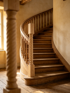 Rampe d'escalier en bois EFS avec balustres torsadés, fixation au sol, design rustique, modèle 5141, 34 pouces, pour rampes d'escalier - Product Image 5