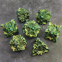 Jeu de dés en métal Fleur de Lotus - 7 pièces, dés polyédriques dorés vintage sculptés en 3D pour D&D, RPG, Dungeons and Dragons