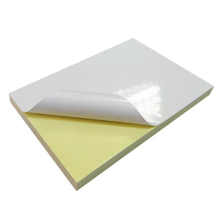 China manufacturer custom blank glossy white mirror self adhesive coat cast coated sticker paper