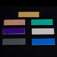Plaque vierge rectangulaire en acier inoxydable électroplaqué pour broche, badge, gravure laser, nom de marque, plaque signalétique, entreprise