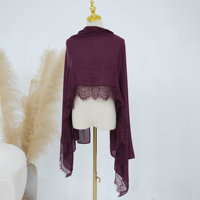 Nouveau foulard long 180*80cm en modal avec dentelle, châle de mode pour femmes musulmanes, coupe-vent, anti-sable et respirant