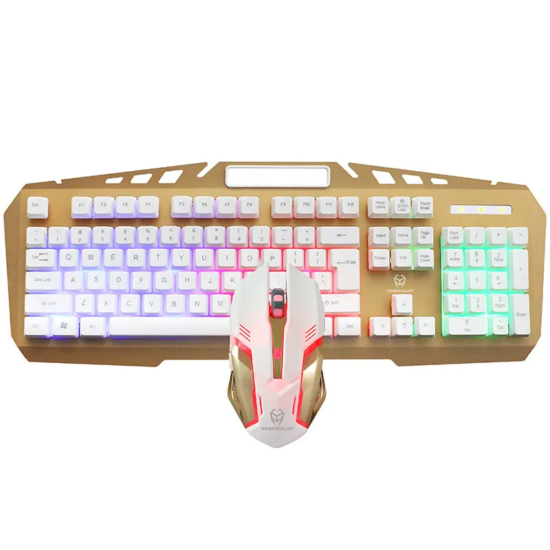 metal wired pro game keyboard mouse ergonomic design adjustable dpi RGB backlit glowing keyboard mice factory wholesale