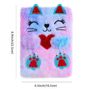 Diario A5 Personalizzato con Copertina Rigida in Tessuto Peluche a Forma di Gatto, Coniglio o <span class=keywords><strong>Volpe</strong></span>, 80 Fogli per Ragazze - Design Kawaii Peloso e Colorato, Regalo Quotidiano - Product Image 6
