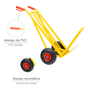 Chariot d'entrepôt / Chariot à sacs avec pelle pliable, roues pneumatiques, jantes en plastique - Product Image 3