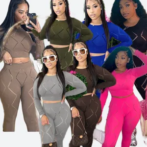 Stylish Womens Scrunch Butt Compression Leggings Set New Women Outfits 2023 Casual Hole Crop Top 2 Piece Sets For Women
