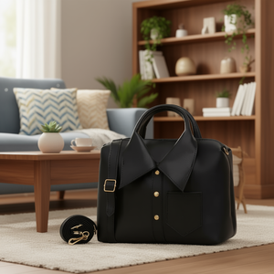 Sac bandoulière noir pour femme Fana Macarena, fermeture à bouton, coque souple en microfibre, cuir synthétique, mode toutes saisons - Product Image 2