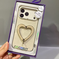 Coque mate pastel pour iPhone 18 Pro Max, support miroir cœur, protection antichoc avec strass pour appareil photo, pour filles