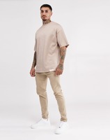 Camiseta de Manga Corta para Hombre, Tejido Sólido 100% Algodón, Diseño Elegante con Hombros Caídos, Corte Semi-Extragrande, para el Mercado Europeo