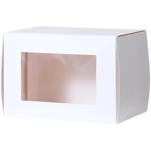 定制环保蛋糕包装盒方形刚性盒，带透明窗口和哑光层压印刷设计