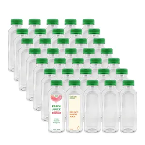 8oz 12oz 16oz 24oz Square Empty Plastic Juice Bottle Custom Logo Bpa-Free PET Food Grade Juice Plastic Bottle