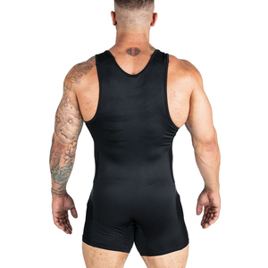 High Quality Fitness Poly Spandex Black Custom Silk Screen Printing Men Gym Powerlifting <strong>Weightlifting</strong> <strong>Singlet</strong> - Product Image 2
