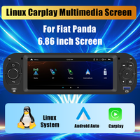 Radio para Auto de 6.86 Pulgadas, Reproductor MP5 para Fiat Panda, Reproductor de DVD Inalámbrico para Tablero de Auto con Pantalla Táctil, Radio para Auto con Navegación Linux