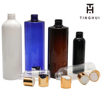 Bouteille en Plastique Blanche Vide 100ml 250ml 300ml 500ml pour Gel Douche, Shampoing, Contenant Cosmétique avec Bouchon Pression Disque Doré Argenté