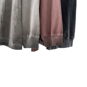 เสื้อยืดแขนยาวผ้าฝ้าย 100% สไตล์วินเทจย้อนยุคสั่งทำพิเศษ คุณภาพสูงสำหรับผู้ชาย ล้างสีแบบแอซิดวอช - Product Image 4