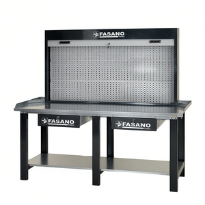 Fasano Tools <b>Steel</b> <b>Workbench</b> With Pegboard Back And Storage Drawers For Workshop Use - Product Image 2