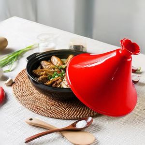 Fas Tadınısı Tenceresi 1.7L Emaye Kaplı Dökme Demir Pişirme Tenceresi Tabanlı ve Konik Başlıklı Tadın Pişirme Gereçleri - Product Image 3
