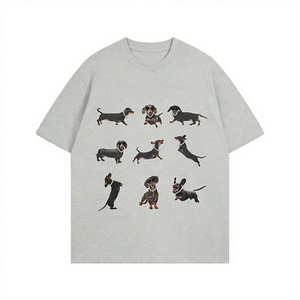 Camiseta de hombre con estampado de Dachshund, oversize, de manga corta, de algodón, informal, con cuello redondo, estampado de letras, estilo urbano, anti-bolitas - Product Image 4