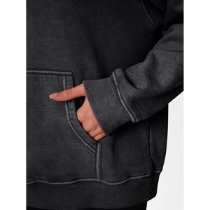 Sweat-shirt oversize pour femme en mélange de coton à manches longues avec poches, style délavé à l'acide, pour l'hiver - Product Image 5