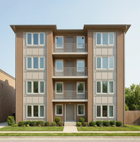 Bâtiment résidentiel préfabriqué à 4 étages en structure acier, longue durée de vie, appartement en structure acier sur mesure pour le développement de logements