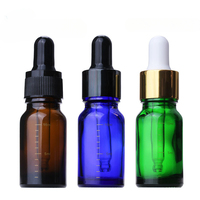 Bouteille d'huile essentielle de 10ml flacon compte-gouttes gradué sérum Essence emballage vert Mini bouteille en verre cosmétique sérigraphie bleu