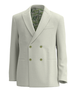 Costume <span class=keywords><strong>homme</strong></span> 2 pièces vert clair ODM |   Blazer croisé avec doublure imprimée feuilles et pantalon plissé - Product Image 1