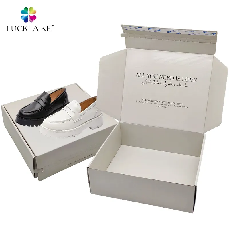 Logotipo personalizado Cosméticos Cuidado DE LA PIEL Ropa Vestido Zapato Mailer Caja de envío blanca Cajas de papel de cartón corrugado para Packiging