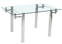 Meubles de salle à manger modernes et contemporains, table à manger extensible avec pieds en métal et plateau en verre trempé pour appartement