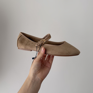 Women's <strong>Suede</strong> <strong>Ballet</strong> Round Vamp <strong>Flats</strong> Buckle Closure at Instep Mary Jane Shoes Comfortable Shoes for Dressy - Product Image 4