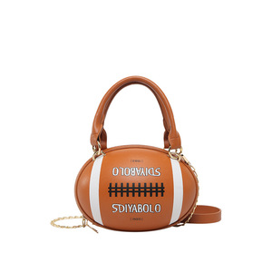Sac à main bandoulière fantaisie en cuir PU, motif personnalisé OEM ODM, style streetwear, forme ballon de rugby, sportif Y2K - Product Image 1