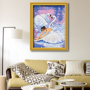 Хит продаж, картина маслом, Лебедь и девушки, картина по номерам, оптовая продажа, подарки ручной работы, украшение дома, Картина на холсте - Product Image 3