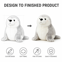 Peluche personnalisée en forme de phoque, fabriquée directement en usine à partir de vos croquis, poupée de personnage en peluche OEM/ODM pour marques IP originales