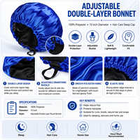 Bonnet de nuit en satin réglable avec cordon de serrage pour femme, anti-frisottis, pour cheveux longs, bouclés ou tressés, avec logo personnalisé