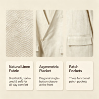 Blazer sur mesure pour femme en lin et mélange lin-coton, coupe décontractée, un bouton, veste de costume, fabrication en gros, marque privée