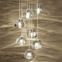 Projet de luxe lampe escalier hôtel Foyer goutte de pluie spirale cristal perles chaîne lustre