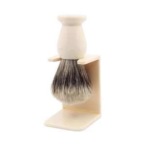 Cepillo de Barba Exfoliante Clásico de Pelo de Tejón, Crema de Afeitar Color Marfil, Jabón para Barba, para Hombres y Mujeres - Product Image 1