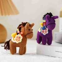 Porte-clés poney en crochet Nouvel An 2026, porte-clés cheval porte-bonheur pour l'Année du Cheval, pendentif porte-sac porte-bonheur