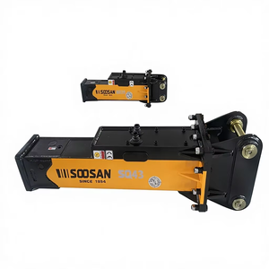 SQ43 Nouveau marteau hydraulique SOOSAN pour la démolition des roches, type boîte, avec burins de 75 mm pour excavatrices, chargeuses-pelleteuses, chargeuses - Product Image 1