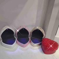 Kotak Perhiasan Cincin Kaku Berbentuk Hati dari Kertas Berlapis Daur Ulang, Desain Mawar Awet, Lampu LED, Lapisan UV Emas, Grosir Kustom