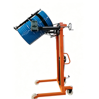 Verseur de fûts d'huile de 400 kg avec chaînes doubles et élévateur hydraulique de 1,35 m, rotation à 180 degrés pour la manutention de fûts en acier de 55 gallons