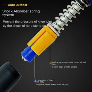 Bâton de marche télescopique portable d'extérieur en aluminium et caoutchouc pour les personnes âgées Bâton HS extensible d'autodéfense Canne de voyage de 340mm - Product Image 6