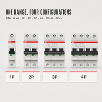 Disjoncteur miniature ABB MCB S200 6kA 1P 2P 3P 4P 0.5A-63A B C D K Z 2CDS251001R0164 IEC 60898-1 Original et Neuf 100%