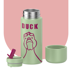 2024 New 600ml Stainless Steel Water Bottle Cute 3d Printed Design <b>Straw</b> Vacuum Style For Green - Product Image 1