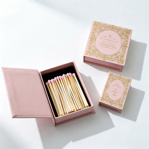 Fiammiferi con Stelo in Legno Stile Minimalista Moderno Little Poplar per Matrimoni e Compleanni, Fiammiferi Creativi in Carta Kraft Vintage - Product Image 2